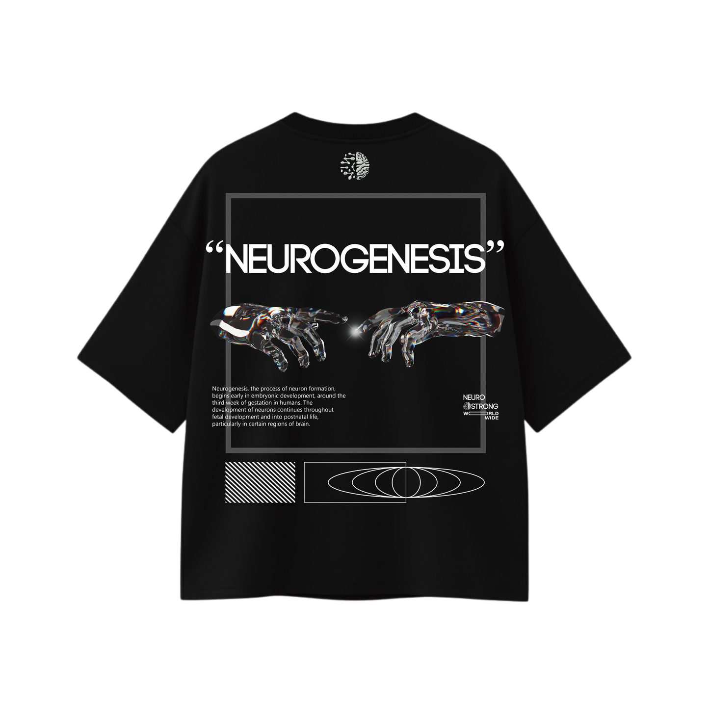 "NEUROGENESIS" OVERSIZED BLACK TEE