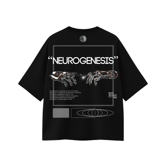 "NEUROGENESIS" OVERSIZED BLACK TEE