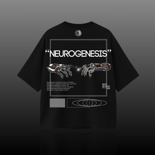 "NEUROGENESIS" OVERSIZED BLACK TEE