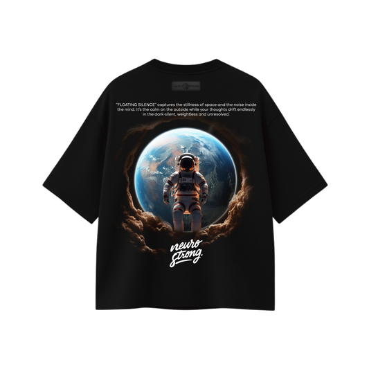 "FLOATING SILENCE" OVERSIZED BLACK TEE
