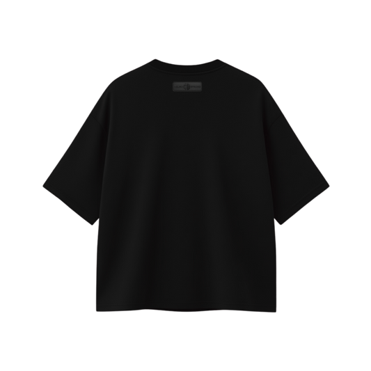 "SIGNATURE THREAD" OVERSIZED BLACK TEE “OBSIDIAN NOIR”