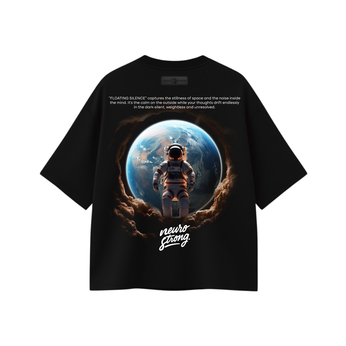 "FLOATING SILENCE" OVERSIZED BLACK TEE