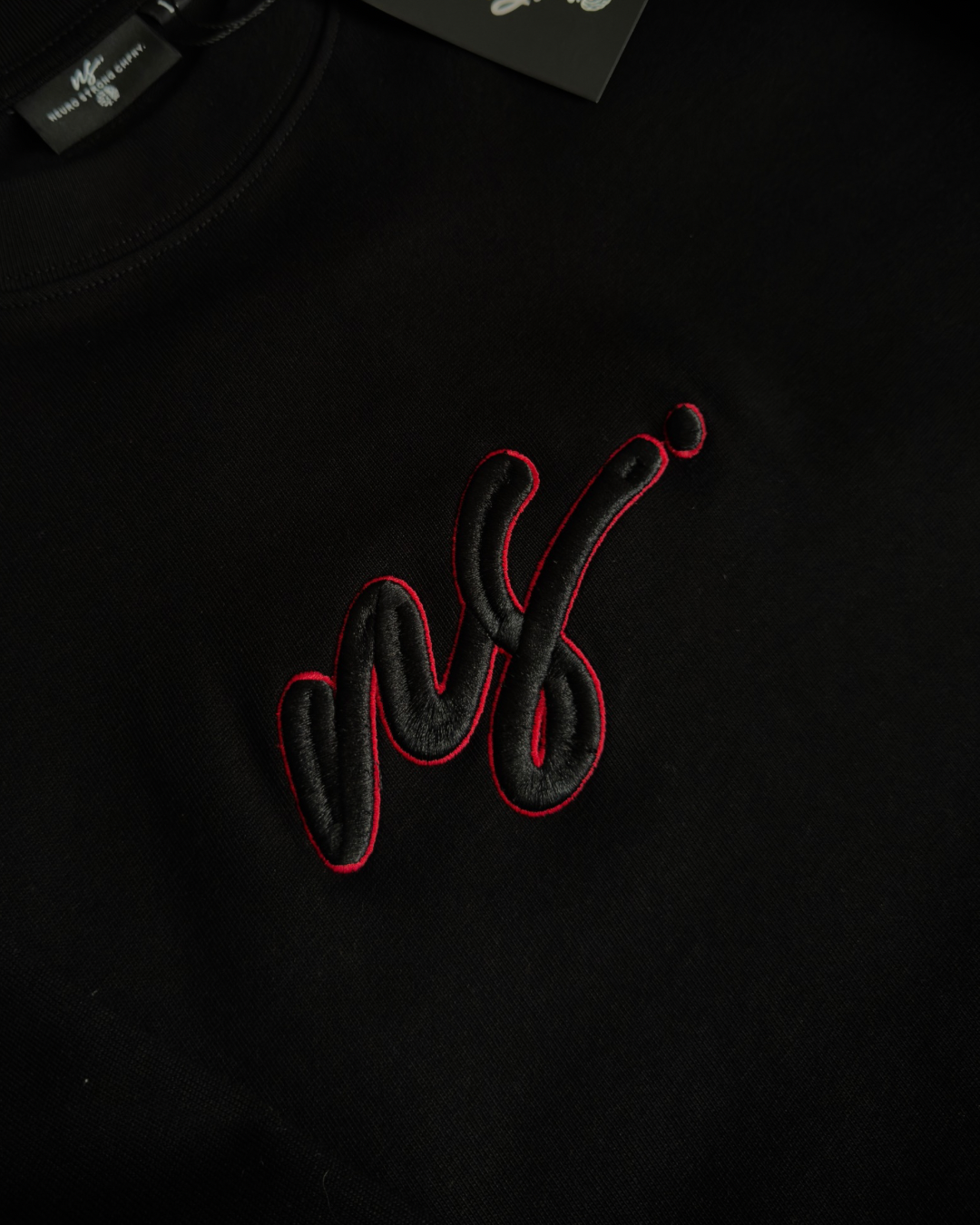 "SIGNATURE THREAD" OVERSIZED BLACK TEE “OBSIDIAN NOIR”